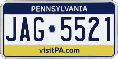PA license plate JAG5521