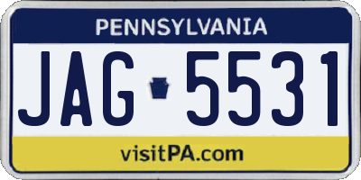 PA license plate JAG5531