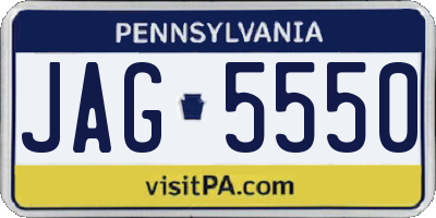 PA license plate JAG5550
