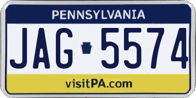 PA license plate JAG5574