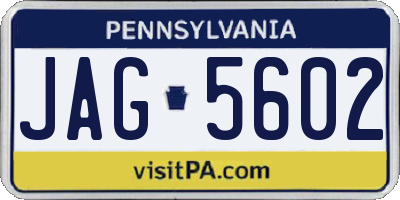PA license plate JAG5602