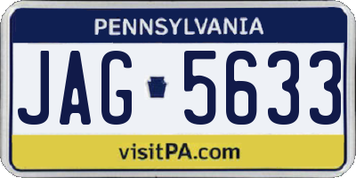 PA license plate JAG5633