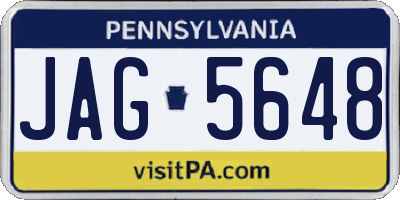 PA license plate JAG5648