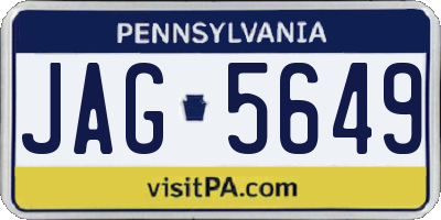 PA license plate JAG5649