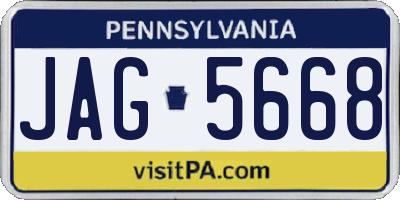 PA license plate JAG5668