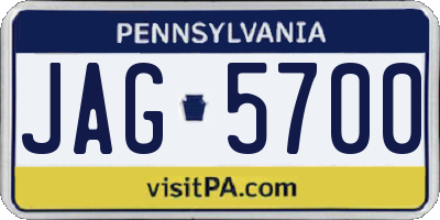 PA license plate JAG5700