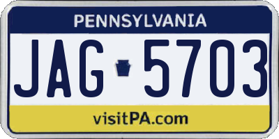 PA license plate JAG5703