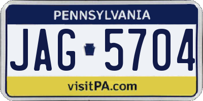 PA license plate JAG5704