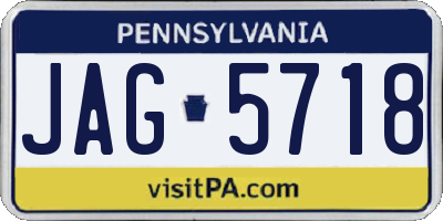 PA license plate JAG5718