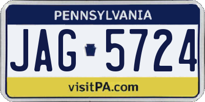 PA license plate JAG5724