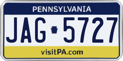 PA license plate JAG5727
