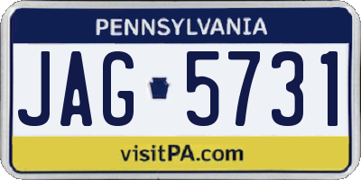 PA license plate JAG5731