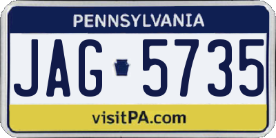 PA license plate JAG5735