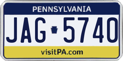 PA license plate JAG5740