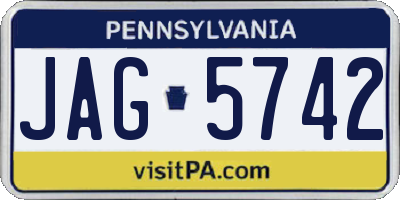 PA license plate JAG5742