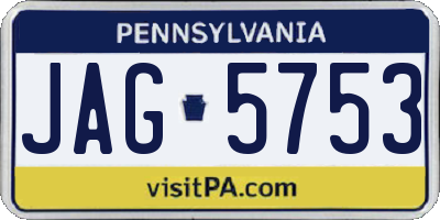 PA license plate JAG5753