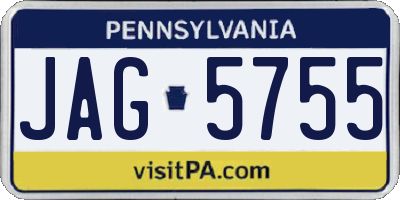 PA license plate JAG5755