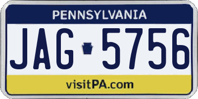 PA license plate JAG5756