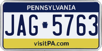PA license plate JAG5763