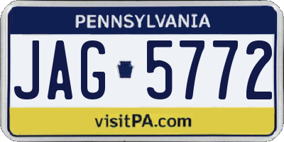 PA license plate JAG5772