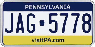 PA license plate JAG5778