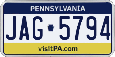 PA license plate JAG5794