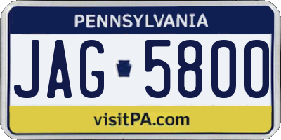 PA license plate JAG5800
