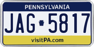 PA license plate JAG5817