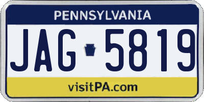 PA license plate JAG5819