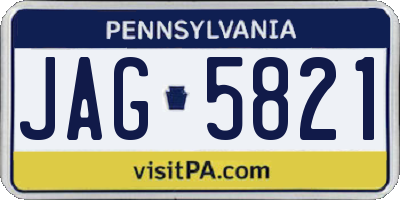 PA license plate JAG5821