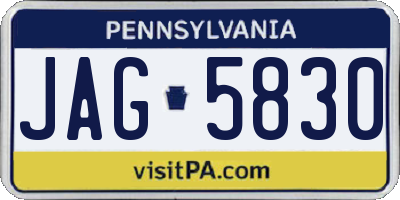 PA license plate JAG5830