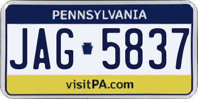 PA license plate JAG5837