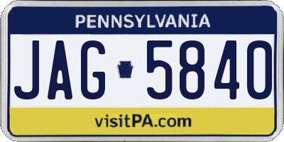 PA license plate JAG5840