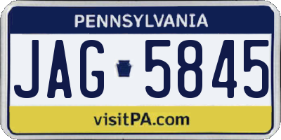PA license plate JAG5845