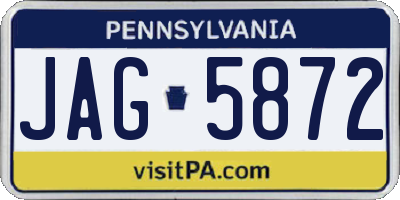 PA license plate JAG5872