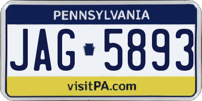 PA license plate JAG5893