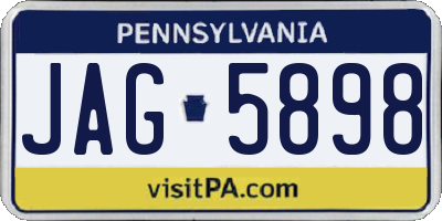 PA license plate JAG5898