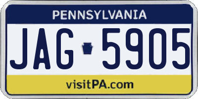 PA license plate JAG5905