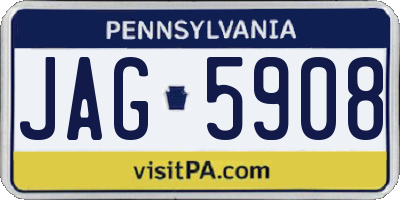 PA license plate JAG5908
