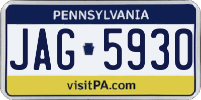 PA license plate JAG5930