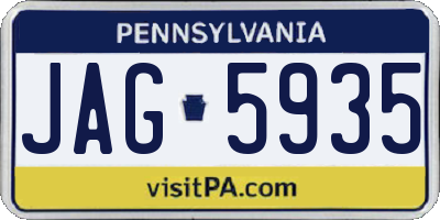 PA license plate JAG5935