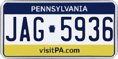 PA license plate JAG5936