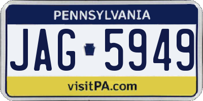 PA license plate JAG5949
