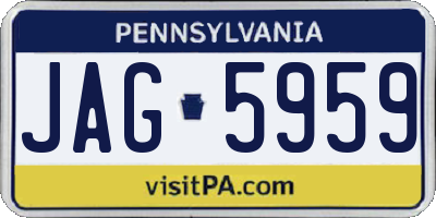 PA license plate JAG5959