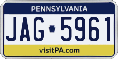 PA license plate JAG5961