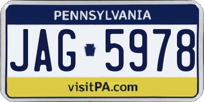 PA license plate JAG5978