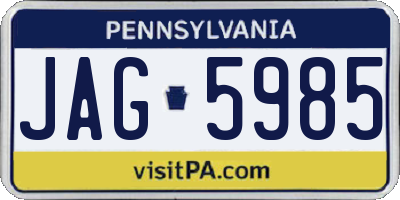 PA license plate JAG5985