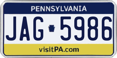 PA license plate JAG5986