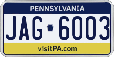 PA license plate JAG6003