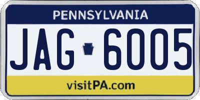 PA license plate JAG6005